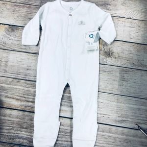 NWT mbaby white footie; 6m